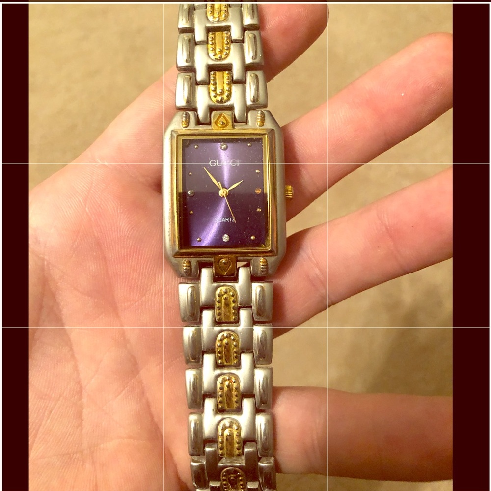 Silver Chain, Purple Face Gucci Watch